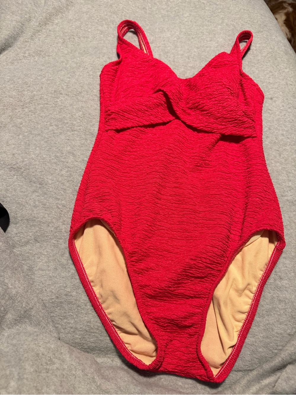 Talbots Bright Red Textured One-Piece Swimsuit